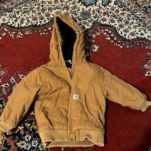 Worn once like new tan Carhartt flannel quilt lined jacket